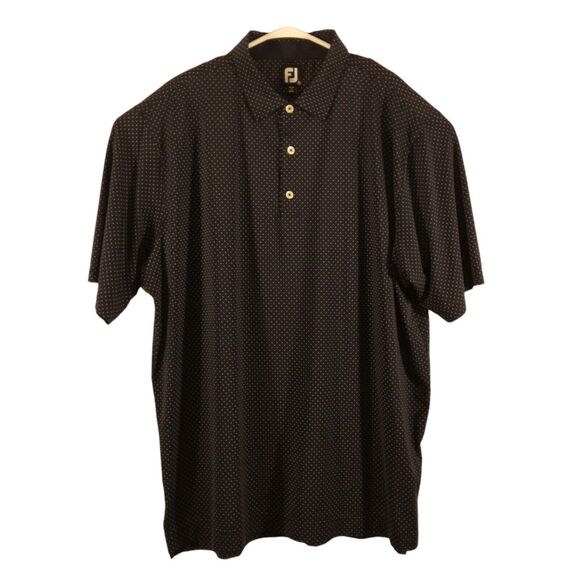 FootJoy FJ golf polo shirt mens 2XL XXL blue polka dot all over performance - Picture 1 of 9